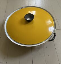 Vintage MCM Made In Portugal B&M Duoro Enamelware Yellow 10” Sauté Pan With Lid picture