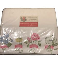 Vintage Fieldcrest Floral Blossoms & Bow Twin Flat Bed Sheet 72” x 108” NEW picture