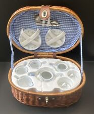 Delton Fine Collectible Porcelain Tea Set in Wicker Basket picture