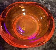 Vintage Viking Glass Persimmon Orange Ashtray Oval Cadmium glow picture