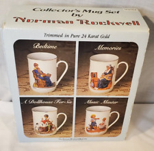 Vtg. Norman Rockwell 1983 Collector's Mug Set of 24 Karat Gold Trim Coffee Mugs picture