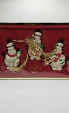 2003 Vintage Lenox With Box 3 Snowman Christmas Ornaments 3
