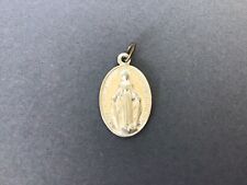 VTG French Oval Virgin Miraculous Mary Religious Catholic Medal Charm France picture