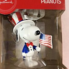 Hallmark Peanuts Snoopy Christmas Ornament American Flag Patriot Red White Blue picture