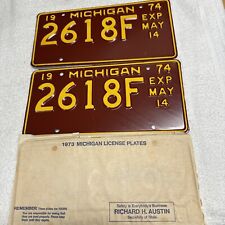 1974 Michigan Half Year Commercial License Plate Pair 2618F NOS picture