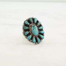 Vintage Native American Silver Ring Turquoise Cluster Sterling Size 9 picture