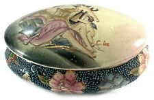 VTG Satsuma Japan Trinket Box Oval Beautiful Cellestial Collection Floral Design picture