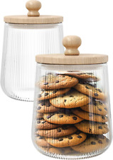 2-Pack Glass Cookie Jar-Cookie Jar Glass Cookie Jars with Lids Decorative Glass  picture