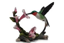 US 5.75 Inch Ruby Throated Hummingbird Statue Figurine Pink and Green picture