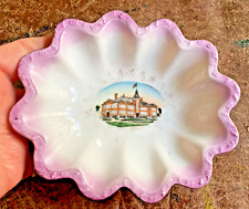 Antique Sabetha Kansas High School Bldg Souvenir Pin Dish Vienna Austria Pink picture