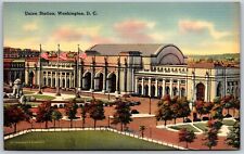 Vtg Washington DC Union Station RR Railroad Terminal 1930s View Old Postcard picture