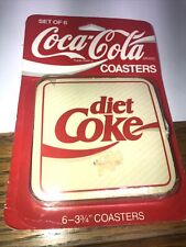 Vintage Original Coca Cola Diet Coke Set of 6-3 3/4 Inch Coasters New Old Stock picture