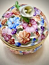 Herend ✅Openwork Floral Bud Trinket Box Gorgeous picture