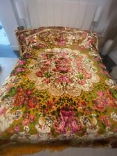 Vintage 1940s Italian Bedspread Tapestry Flowers & Cherubs Fits Queen picture