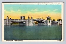Port Clinton OH-Ohio, Bridge Across Portage River, Antique, Vintage Postcard picture
