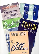 Vintage 1940's LOT Miami Beach Hotel Brochures Triton St. Moritz Billows Traymor picture