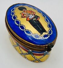 Vintage Limoges France Hand Painted Trinket Box London Palace Guard Drummer Gold picture