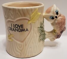 Vintage I Love Grandma Owl On Branch In Tree Coffee Mug Tea Cup picture