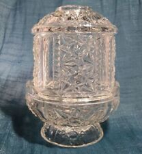 Vintage Indiana Glass Stars and Bars Fairy Light Clear Candleholder Lamp picture