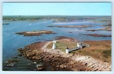 CAPE PORPOISE, Maine ME ~ Aerial View GOAT ISLAND LIGHT HOUSE c1960s   Postcard picture