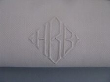 ANTIQUE MONOGRAM LINEN TOWELS PAIR DAMASK ELEGANT “HHB” 28”x 42