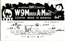1954. QSL, MURDER AT MIDNITE. SOUTH BEND, IND. POSTCARD. PL8 picture