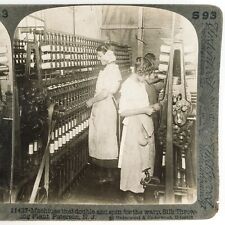 Silk Throwster Winding Women Stereoview c1900 Paterson New Jersey Plant A2126 picture