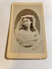 CDV 1880 YOUNG LADY DRAPED SHAWL STRIPPED DRESS TRAVELING PHOTOGRAPHER S. F. CAL picture
