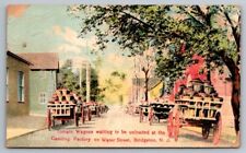 Bridgeton NJ New Jersey Postcard Water Street Full Tomato Wagons Canning Factory picture