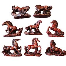 Vintage Chinese Red Resin Carved Horses Beautiful Detail Set of Eight  picture