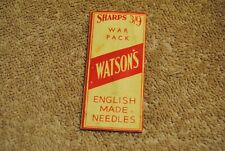 Vintage War Pack Watson’s English Made Sewing Needles Package Church Nickle picture