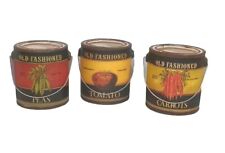 Three Old Fashioned Vegtable Paint Cans Replica With Handles  picture