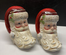 Vintage CIC Santa Salt & Pepper Shakers Hand Painted Ceramic Beautiful Details picture