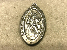 Vintage Saint St. Christopher  Pewter 1 1/16 inch Oval Medal picture