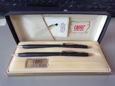 Vintage Cross Pencil Pen Set Classic Black Blue Ink Small Initials BJ 2501 picture