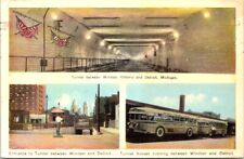 1940, Tunnel BUS, Tunnel Between WINDSOR, Canada & DETROIT, Michigan Postcard picture