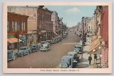 Sarnia Ontario Canada Front Street Vintage Cars Cigar Furniture Stores Postcard picture
