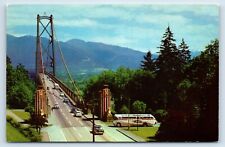 Postcard - Lion's Gate Bridge in Vancouver British Columbia c1950s Bus and Cars picture
