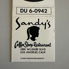 Vintage 1950s Sandy’s Coffee Shop Los Angeles Matchbook Cover Midcentury Googie picture