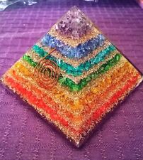 HUGE ORGONE Chakra PYRAMID, 120MM Orgone 7 Layer Copper Coil FLUORITE Pyramid picture