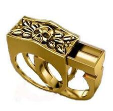 HIDDEN COMPARTMENT VINTAGE SKULL GOLD  RING BRX065 mens  jewelry stash picture