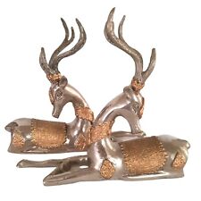 Vintage PAIR Silver Gold Reindeer Sarreid-Style Stag Deer Hollywood Regency MCM picture