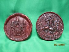 lot of 2 antique wax seals coat of arms etc.  picture
