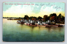 Barges & Steamers at Sacremento River California CA Postcard picture