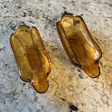 2 Amber Colored Banana Boat Ice Cream Dishes/Bowls picture
