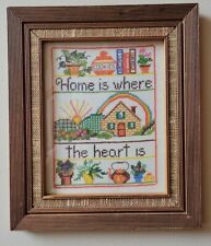 Crosstitch Sampler Home is Where Heart is Decor Mother Granny Core Vtg Framed picture