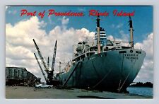 Providence RI-Rhode Island, Ship At The Port, Antique, Vintage Souvenir Postcard picture