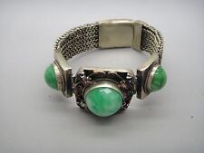 Exquisite Old tibet-silver handwork inlay frog naturalgreen jade bead bracelet picture
