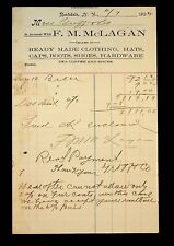 1904 Rockdale NY, F.M. McLagan Clothing Hats Shoes Tea Coffee Spices Billhead picture