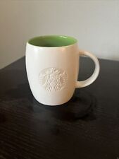 2011 Starbucks Embossed Siren White & Green Bone China 12oz Coffee Mug Tea Cup picture